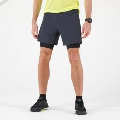 Kiprun Men's Running 2-in-1 Tight Shorts -Running equipment k08c7a98385edee52f9fae477399d76e3