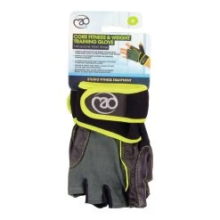 Fitness-Mad Mens Core Fitness Leather Training Gloves (Black/Green/Yellow) -Running equipment k09be6e46e5e544af26f9f8299ecf9836