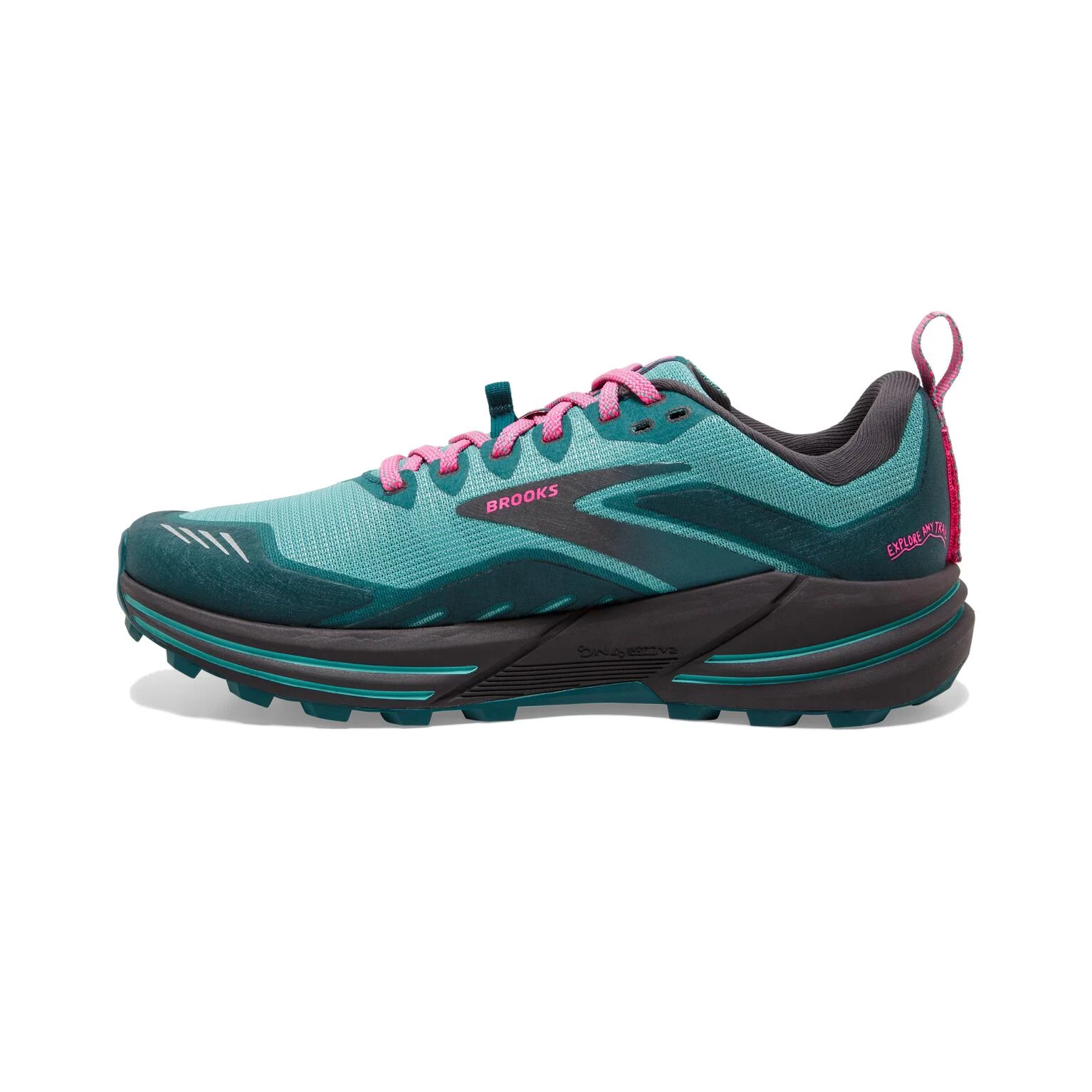 Brooks Womens Cascadia 16 Running Shoes Porcelain/Blue Coral/Pink 2 Brooks Womens Cascadia 16 Running Shoes Porcelain/Blue Coral/Pink - Image 2