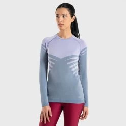 Women's Trail Running Seamless Long-Sleeved Jersey Comfort - Blue/lilac