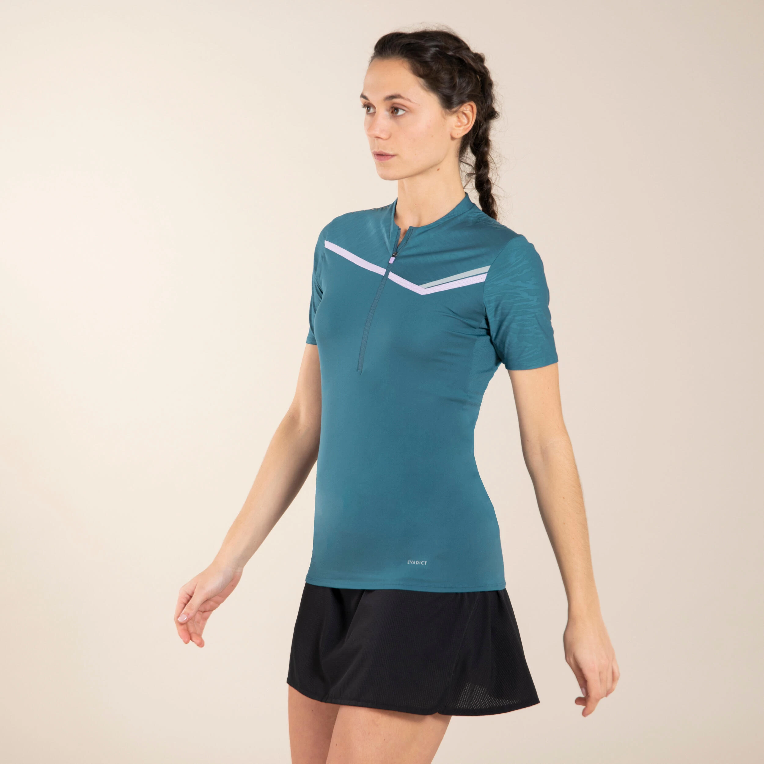 WOMEN'S TRAIL RUNNING SHORT-SLEEVED ZIP T-SHIRT 3 WOMEN'S TRAIL RUNNING SHORT-SLEEVED ZIP T-SHIRT - Image 3